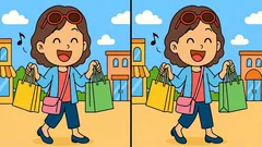71 sekunder: klarar du att hitta tre skillnader i bilden med tjejen och shoppingkassarna?