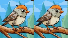 En klurig hjärngympa: Hitta 3 skillnader i bilden på en fågel i ett träd på 29 sekunder